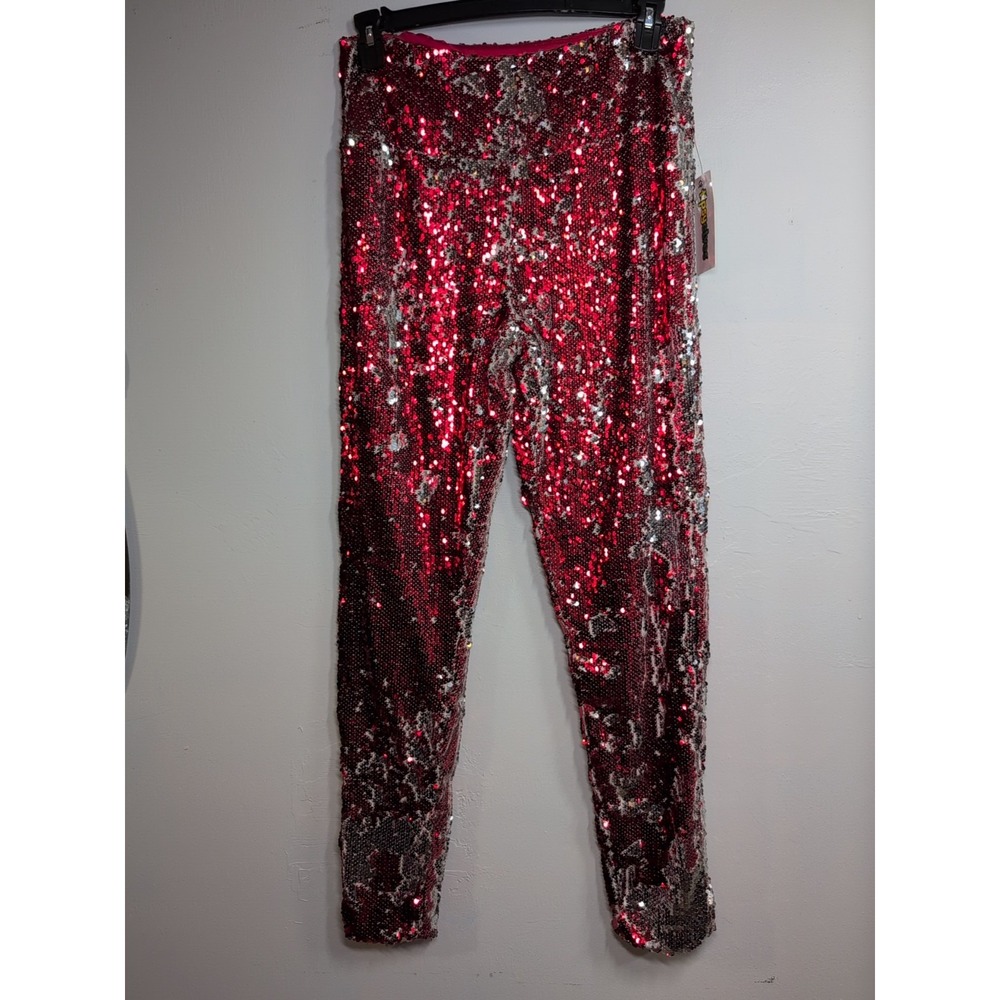 New Red & Silver‎ Large Sequin Tipsy Elves Leggings/Pants